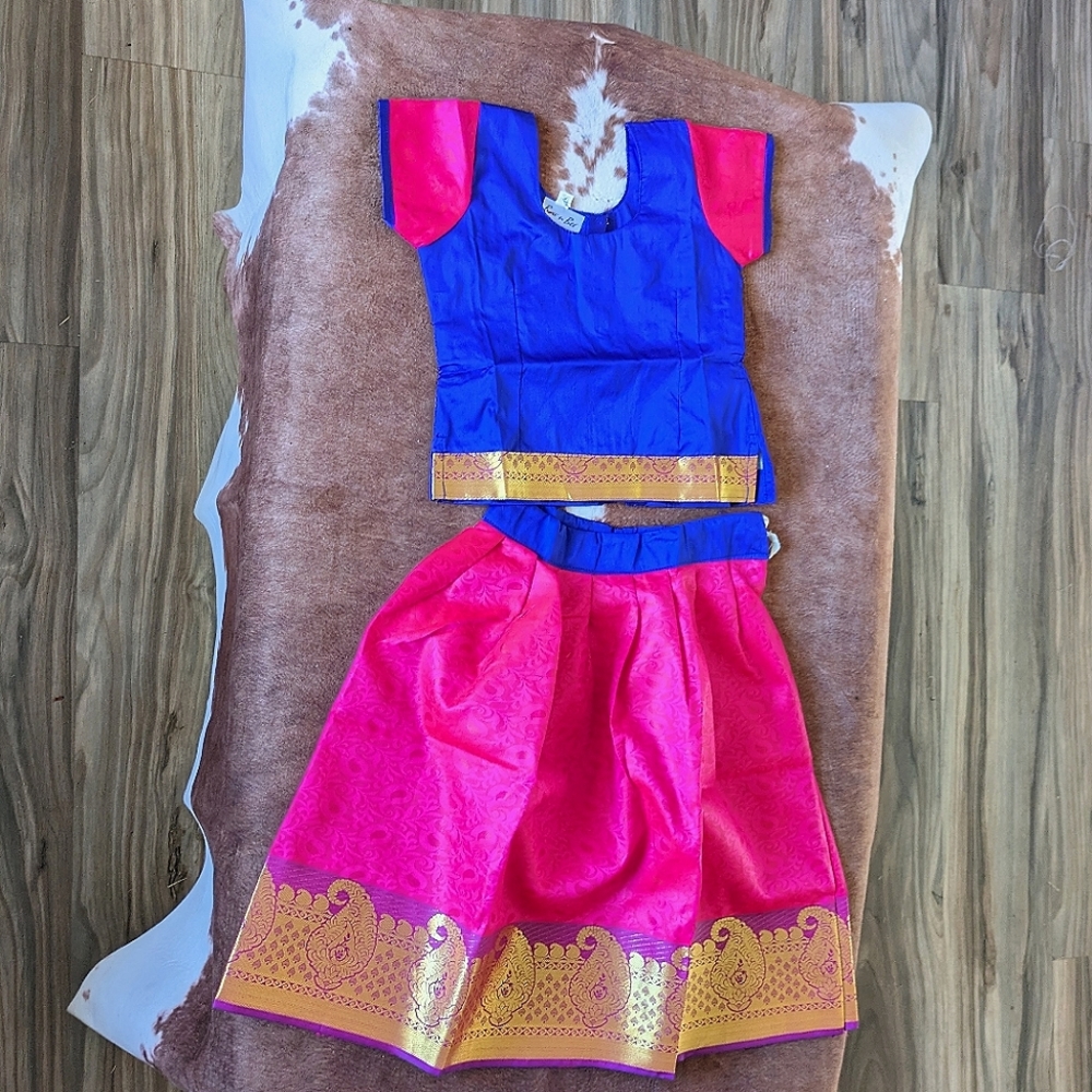 NWT Girls Lehenga, Blue Pink Green, Toddler 4
